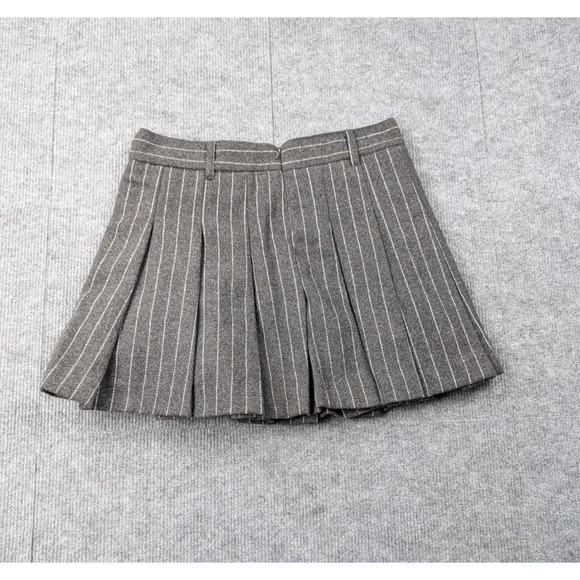 Studio Workshop Mini Skirt Womens Small Wool Pleated Y2K Gray Pinstripe Academia - Picture 1 of 7